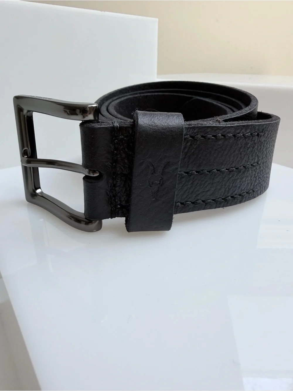 All Saints Men’s Black Leather Belt Size 40